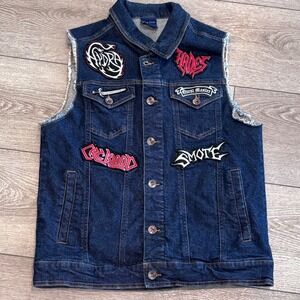 Our Universe Disney Pixar Onward Denim Vest Mens Medium Patched Phoenix Graphic